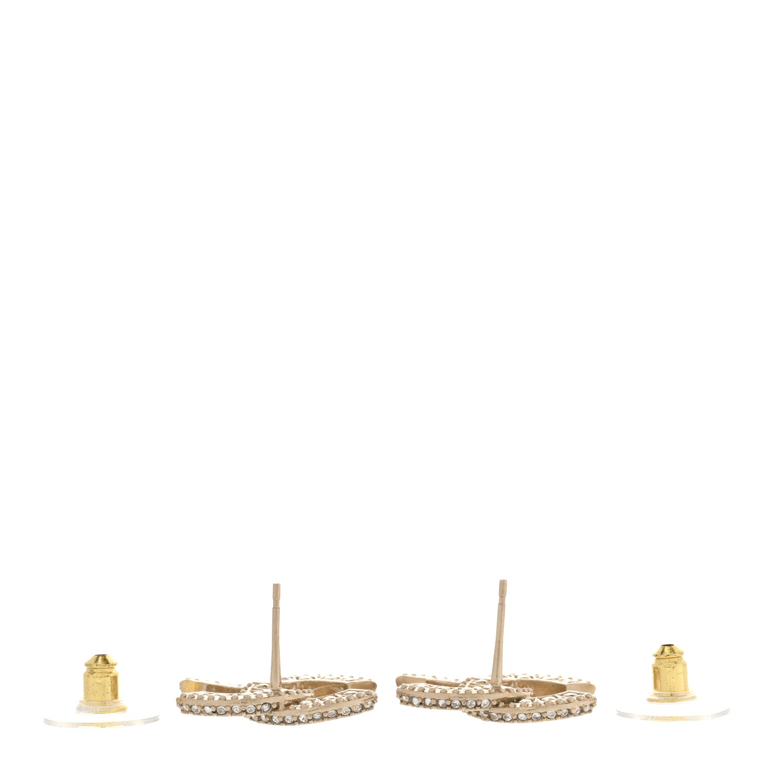 Chanel Crystal Timeless CC Earrings Light Gold 3 of 4