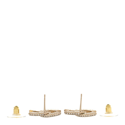 Chanel Crystal Timeless CC Earrings Light Gold 3 of 4