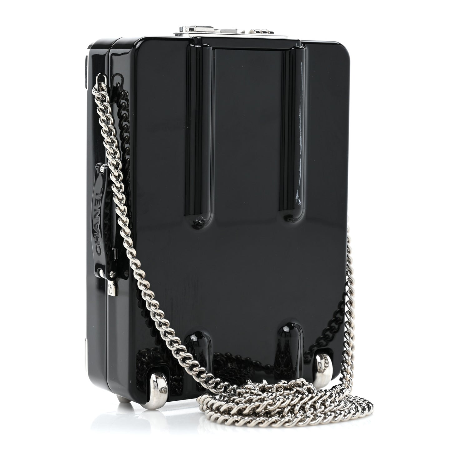 Plexiglass Lambskin Evening In The Air Mini Trolley Minaudiere Clutch Beige Black