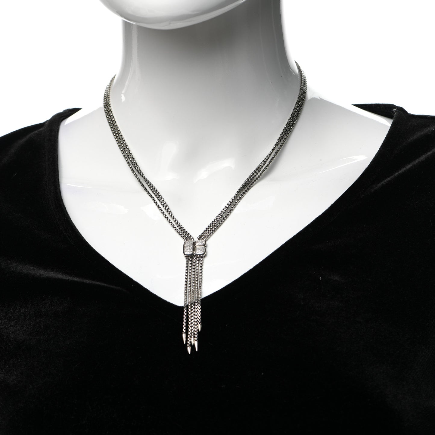 Sterling Silver Diamond Pave Confetti Drop Necklace