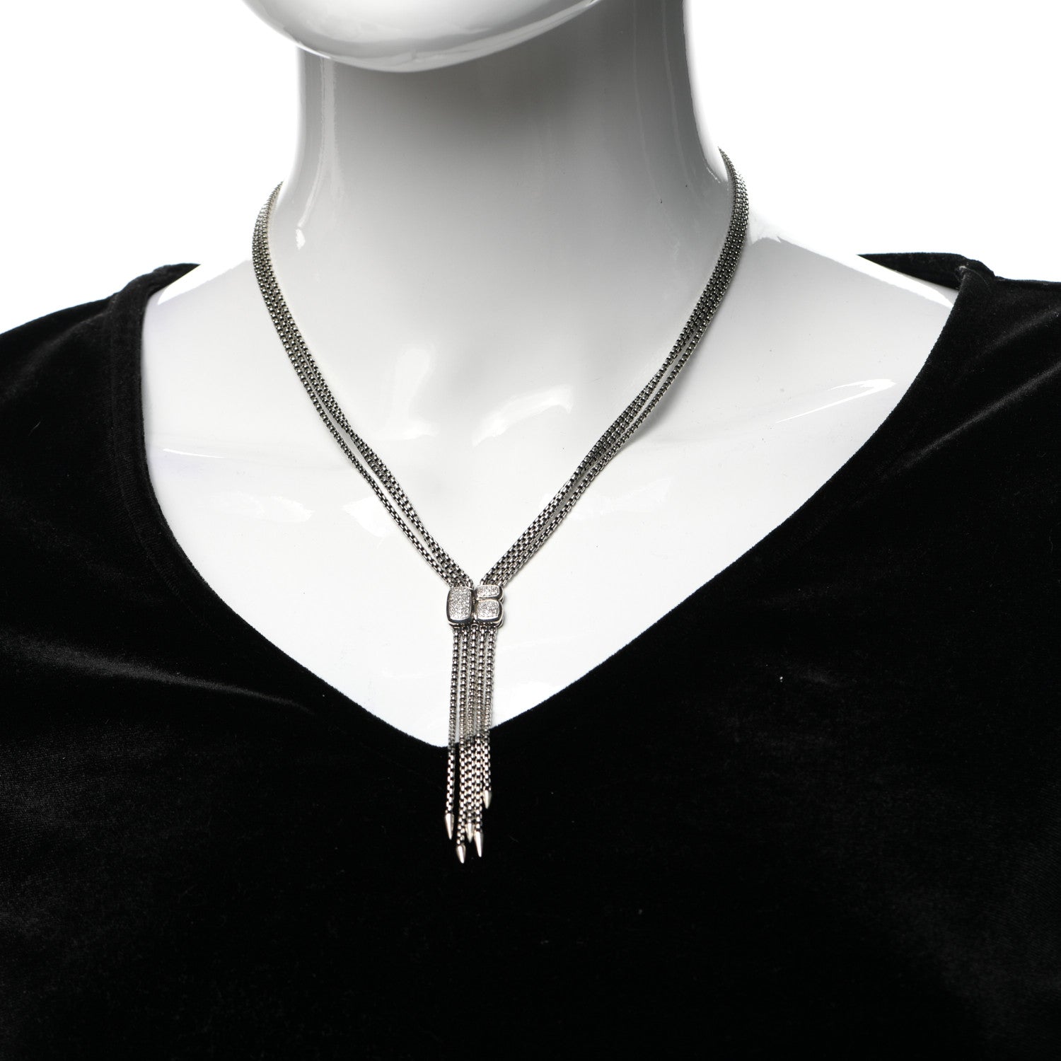 David Yurman Sterling Silver Diamond Pave Confetti Drop Necklace 2 of 4