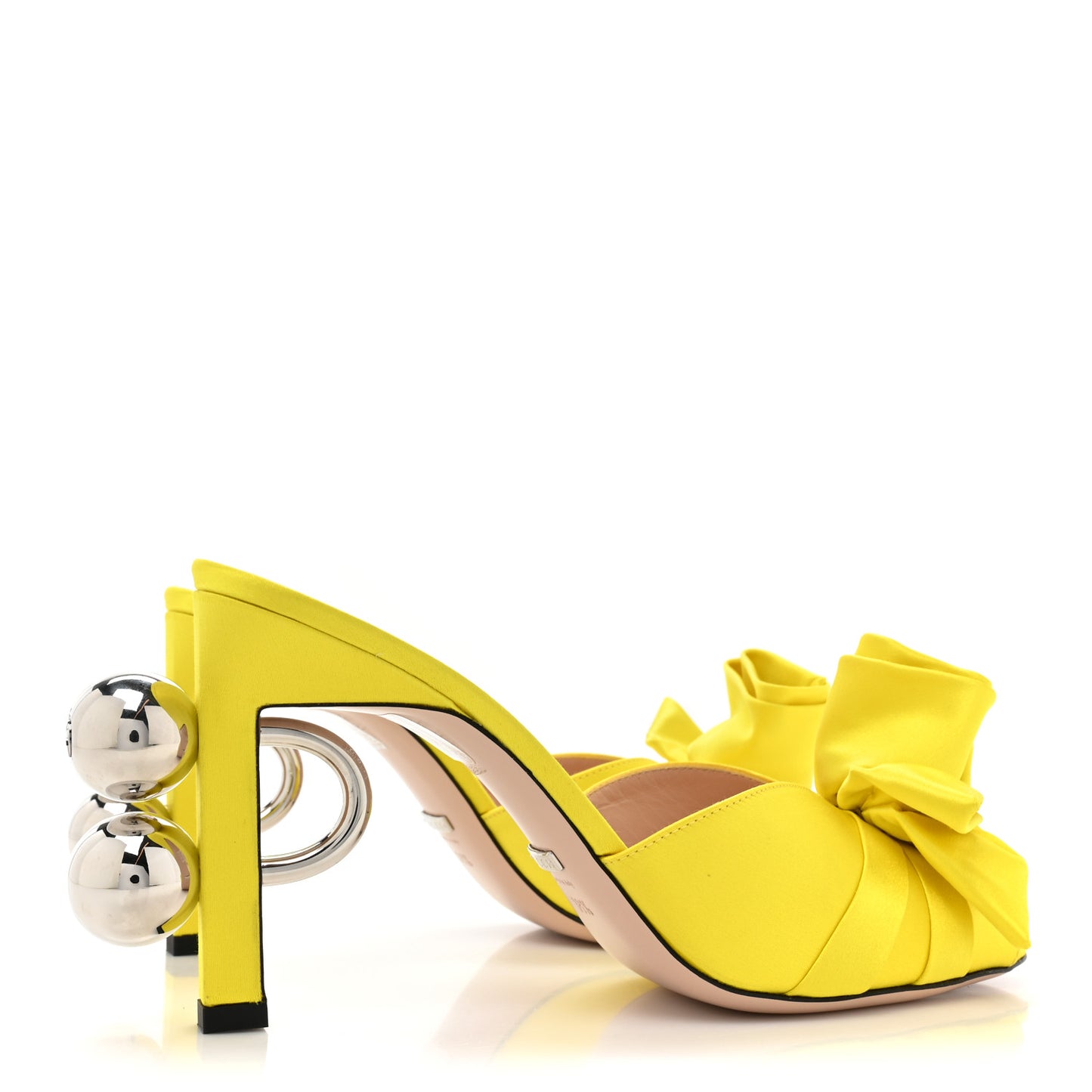 Satin Shawana Flower Sandals 38.5 Shine Yellow