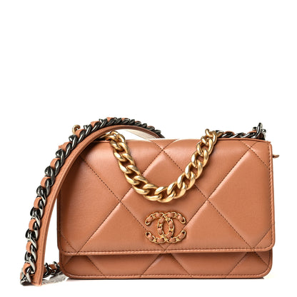 Chanel Lambskin Quilted Chanel 19 Wallet On Chain WOC Brown 1 of 5