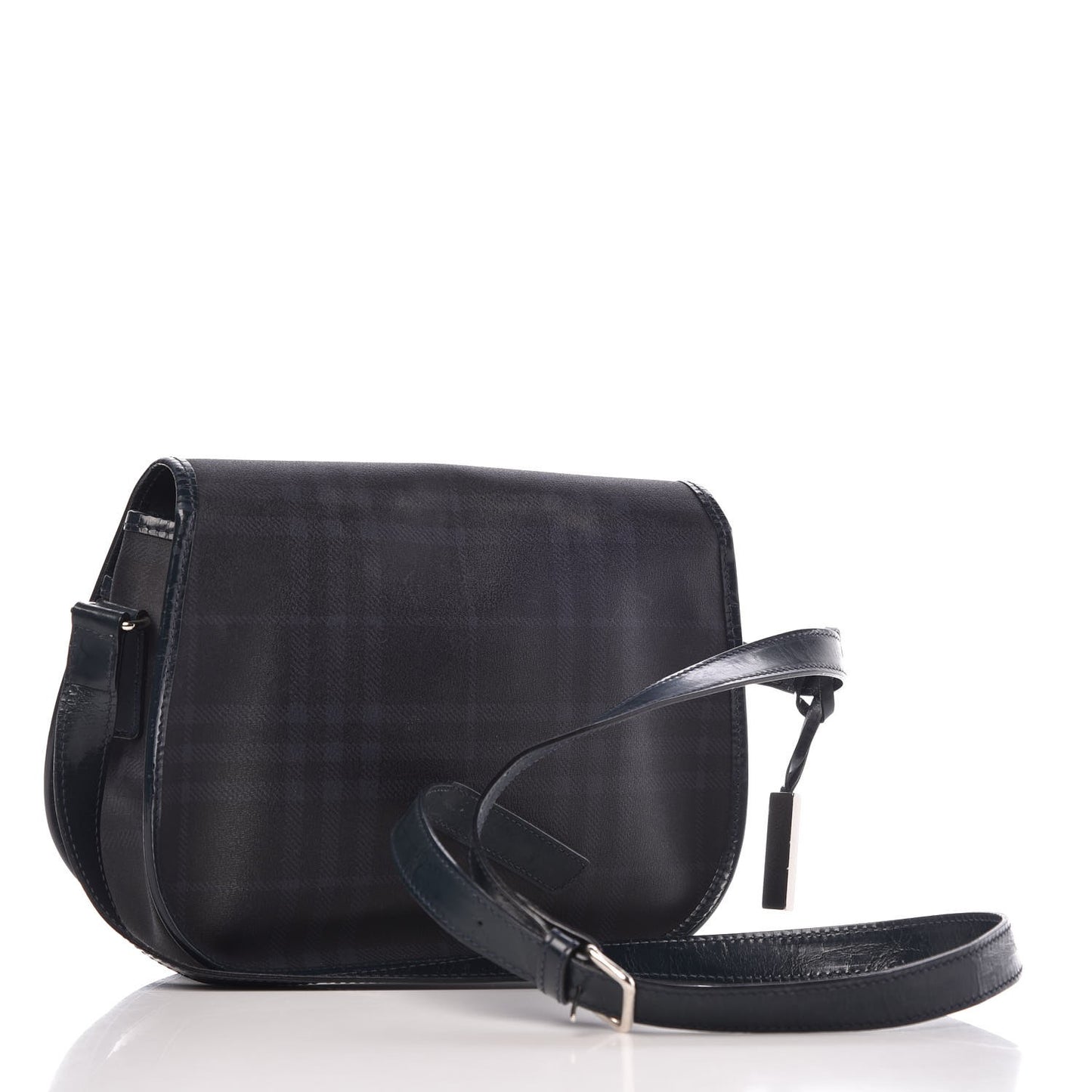 London Check Crossbody Messenger Bag Charcoal Navy