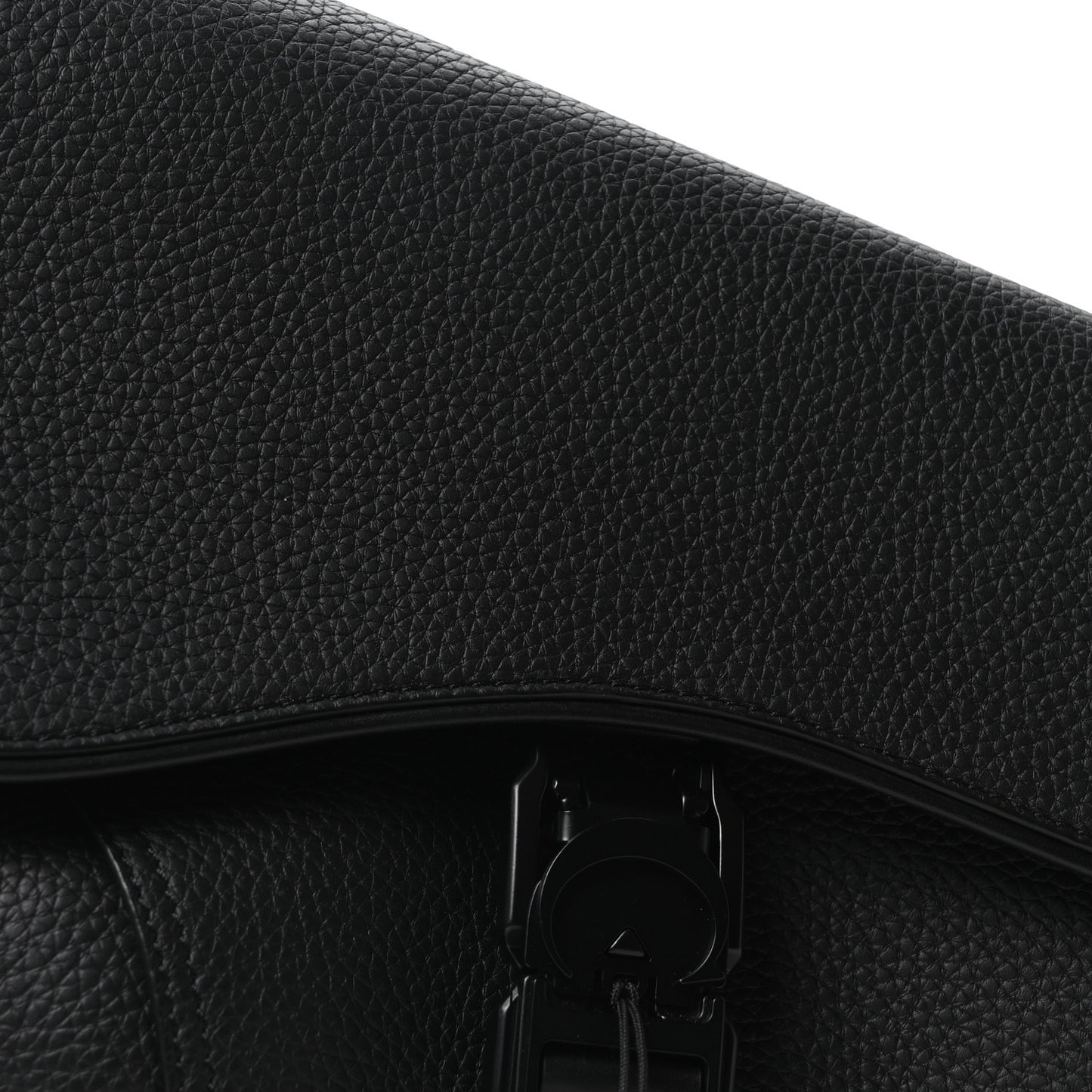 Grained Calfskin Mens Saddle Crossbody Bag Black