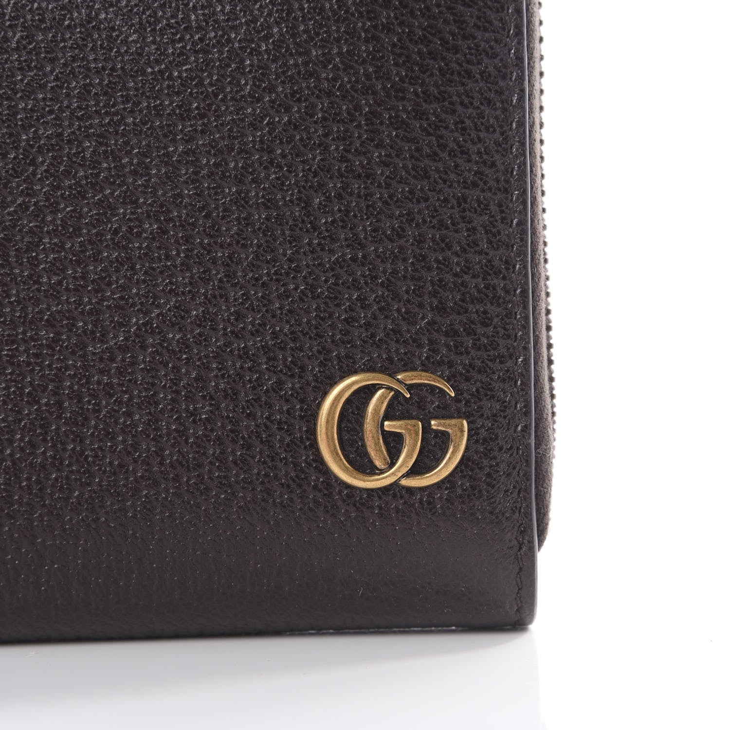Gucci Dollar Calfskin Boar Effect GG Marmont Zip Around Wallet Dark Cocoa 6 of 7