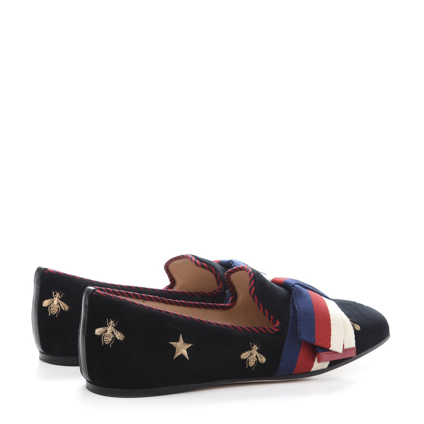 Velvet Bee Star Embroidered Sylvie Bow Loafers 36.5 Black