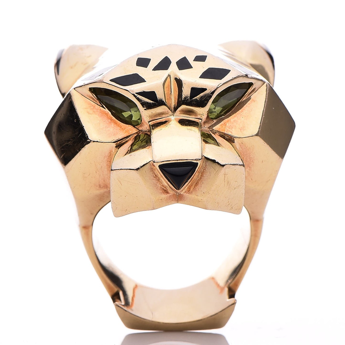 18K Yellow Gold Peridot Onyx Panthère De Ring 57 8