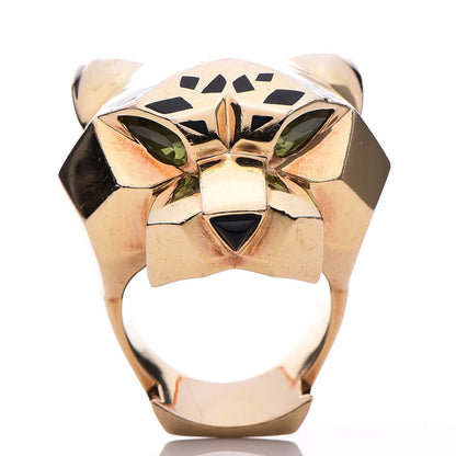 Cartier 18K Yellow Gold Peridot Onyx Panthère De Ring 57 8 2 of 16