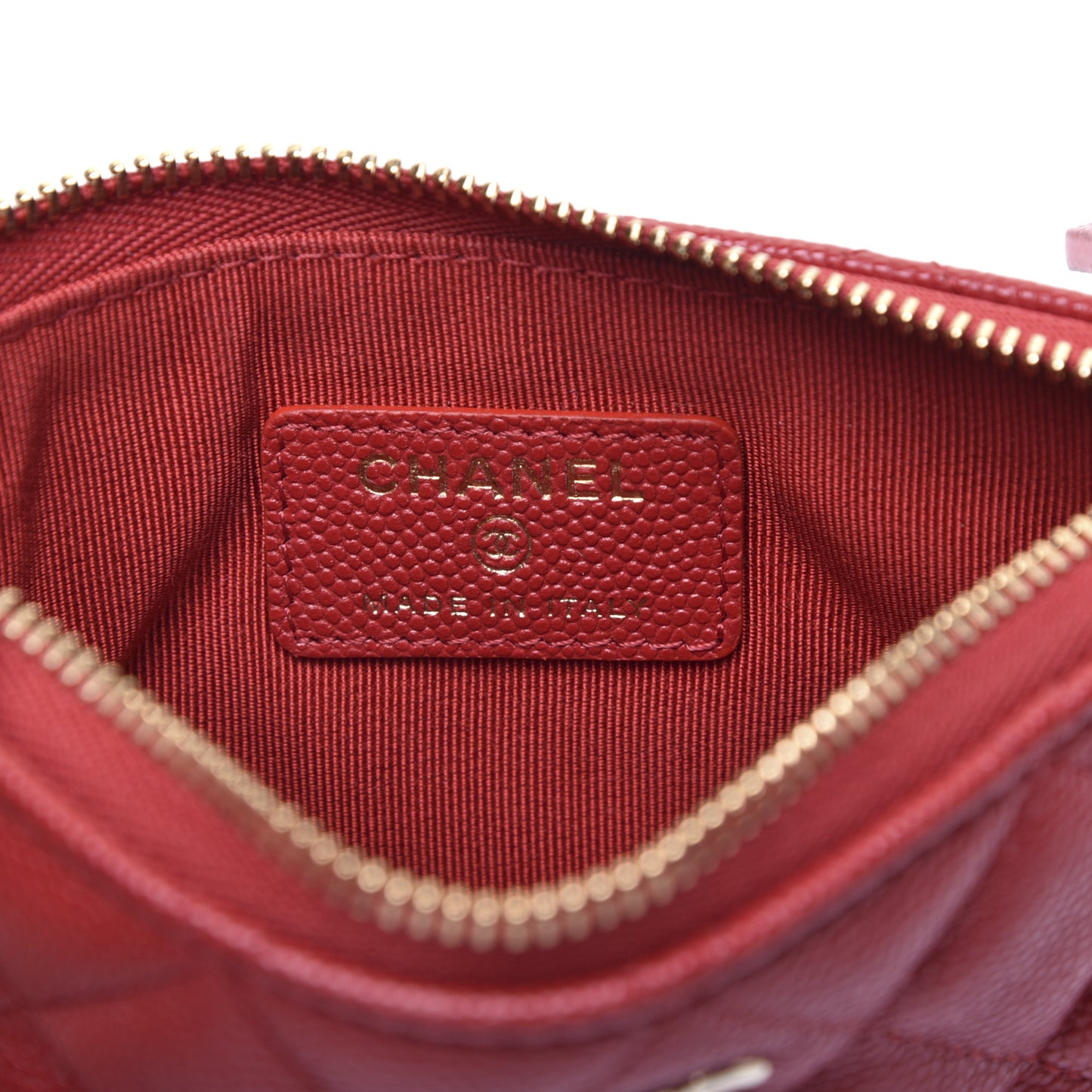 Caviar Quilted Small Cosmetic Case Red