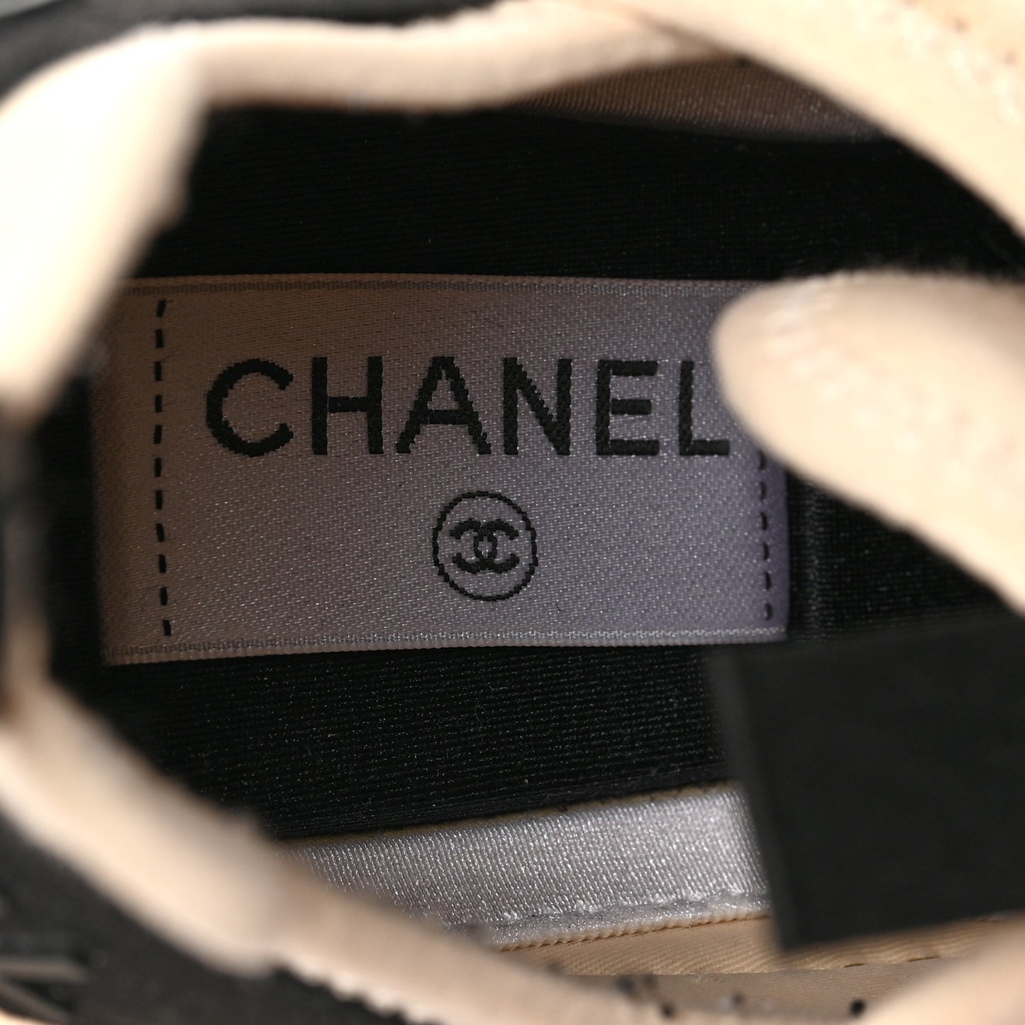 Suede Calfskin Nylon Grosgrain CC Sneakers 39.5 Beige
