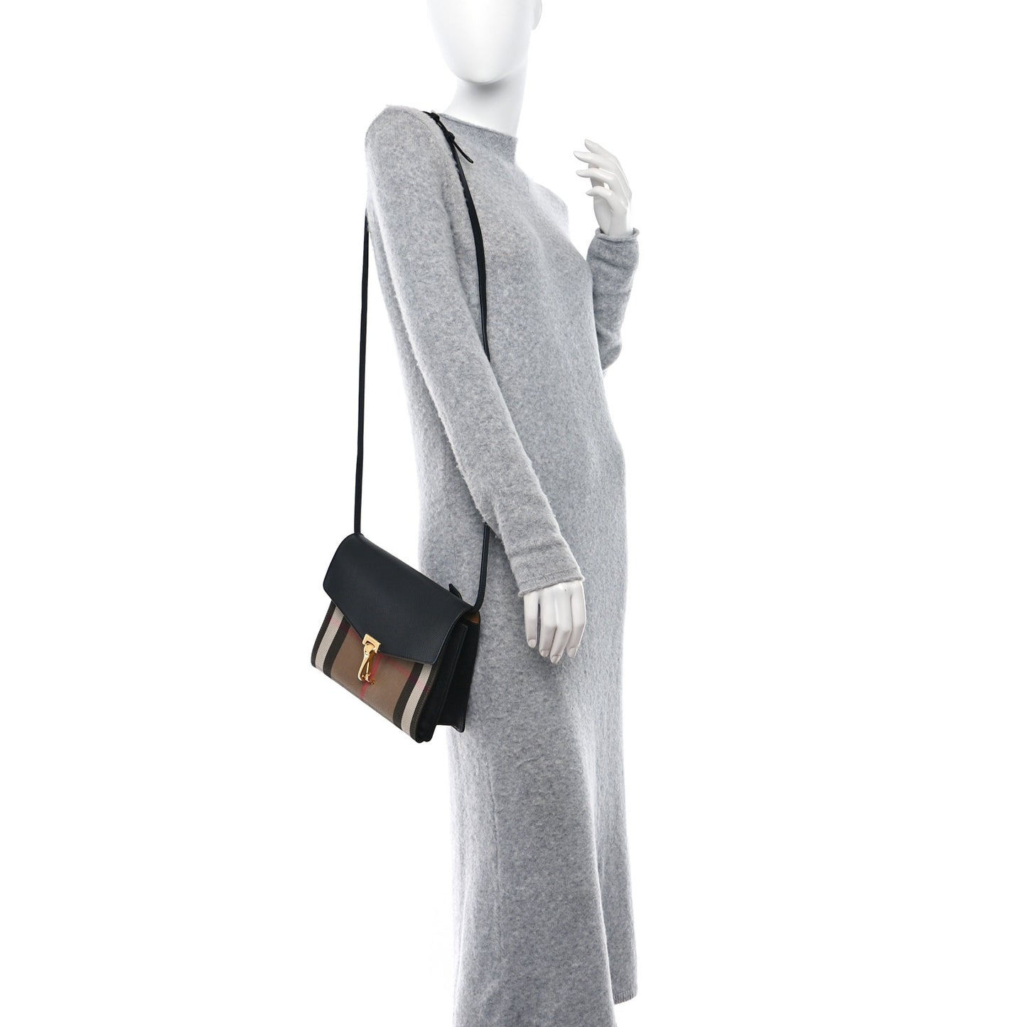 Derby Calfskin House Check Small Macken Crossbody Bag Black