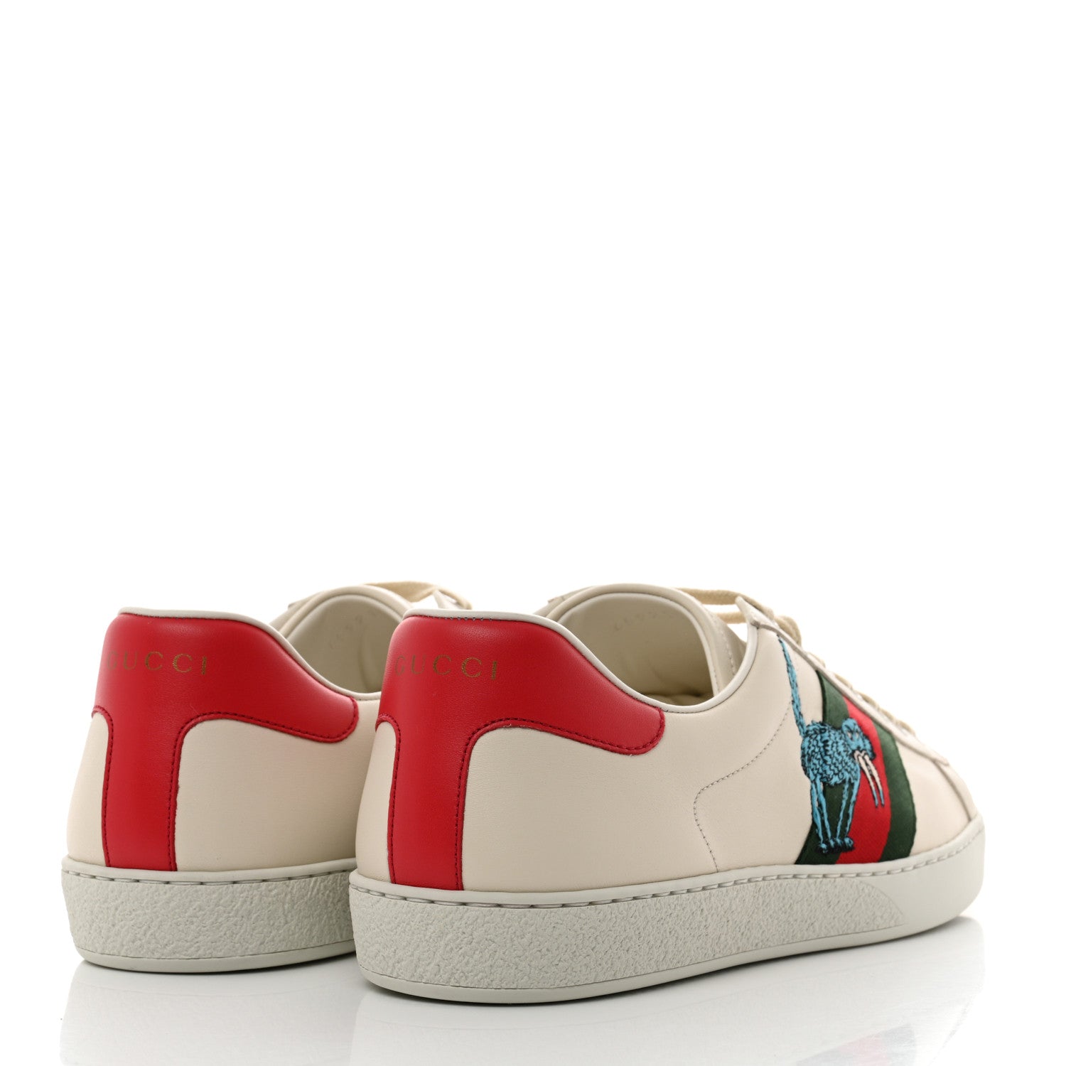 Gucci X FREYA HARTAS Calfskin Miro Soft Web Mythical Creature Embroidered Mens Ace Sneakers 11 New Mystic White 4 of 9