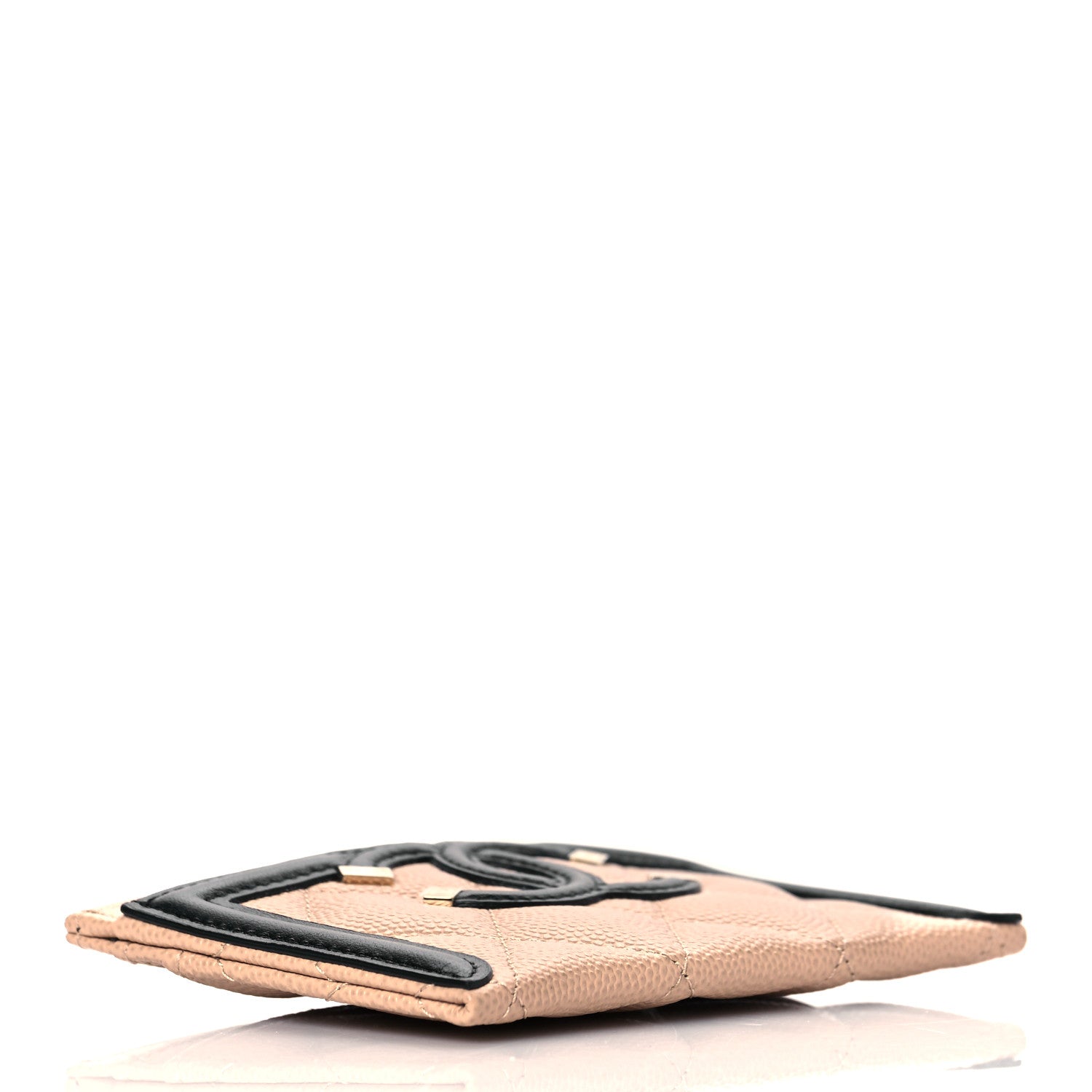 Chanel Caviar Quilted Filigree Card Holder Beige Black 4 of 10