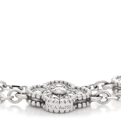 Van Cleef & Arpels 18K White Gold Diamond 6 Motifs Sweet Alhambra Bracelet 3 of 5