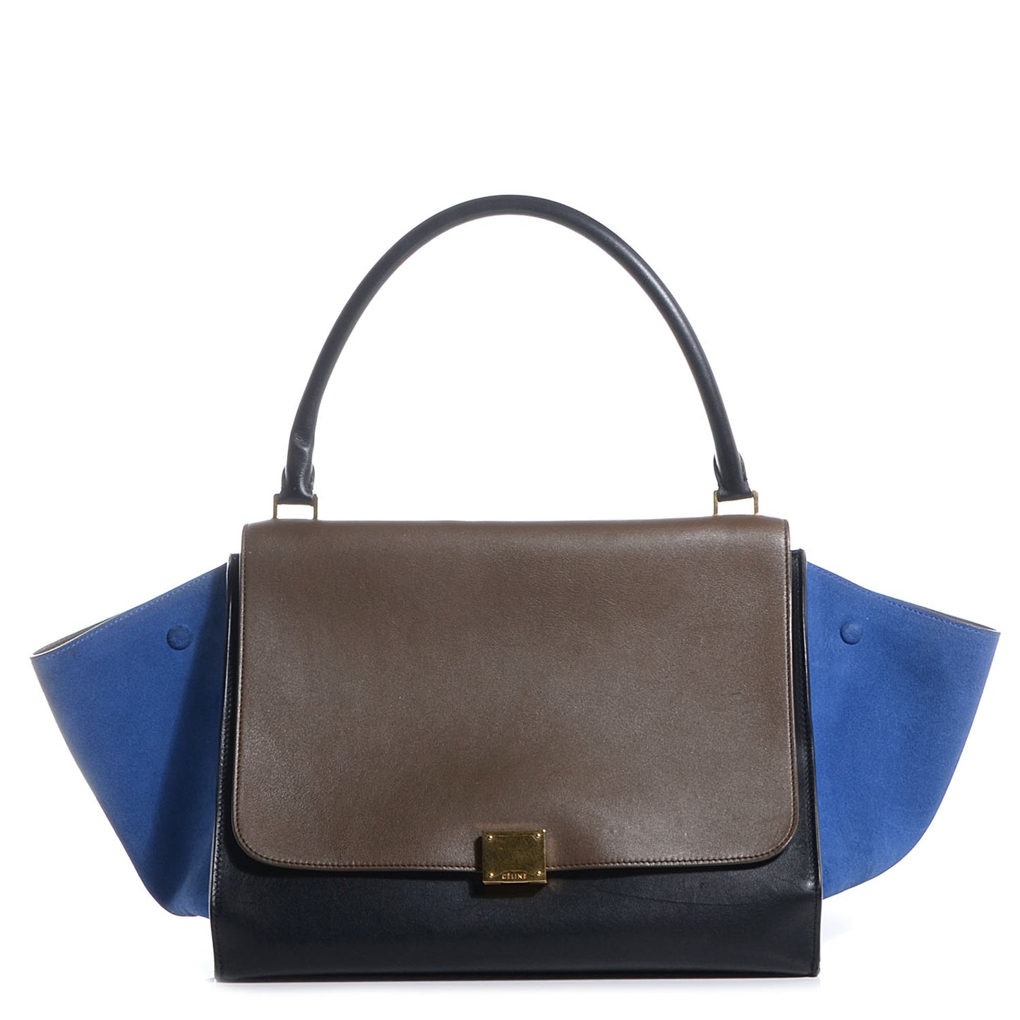 Calfskin and Suede Large Trapeze Tri-Color Cobalt