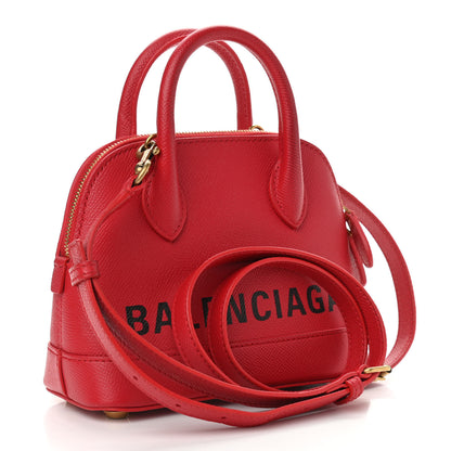 Balenciaga Signature Grained Calfskin Logo XXS Ville Top Handle Bag Rouge Lantern Black 4 of 12