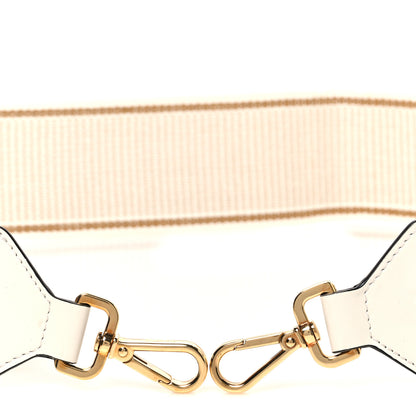 Fendi Cannete Ribbon Poly Vitello Century Logo Adjustable Strap You White Garza Ecru 3 of 5