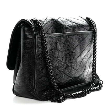 Saint Laurent Crinkled Calfskin Matelasse Monogram Medium Niki Chain Satchel Black 3 of 11