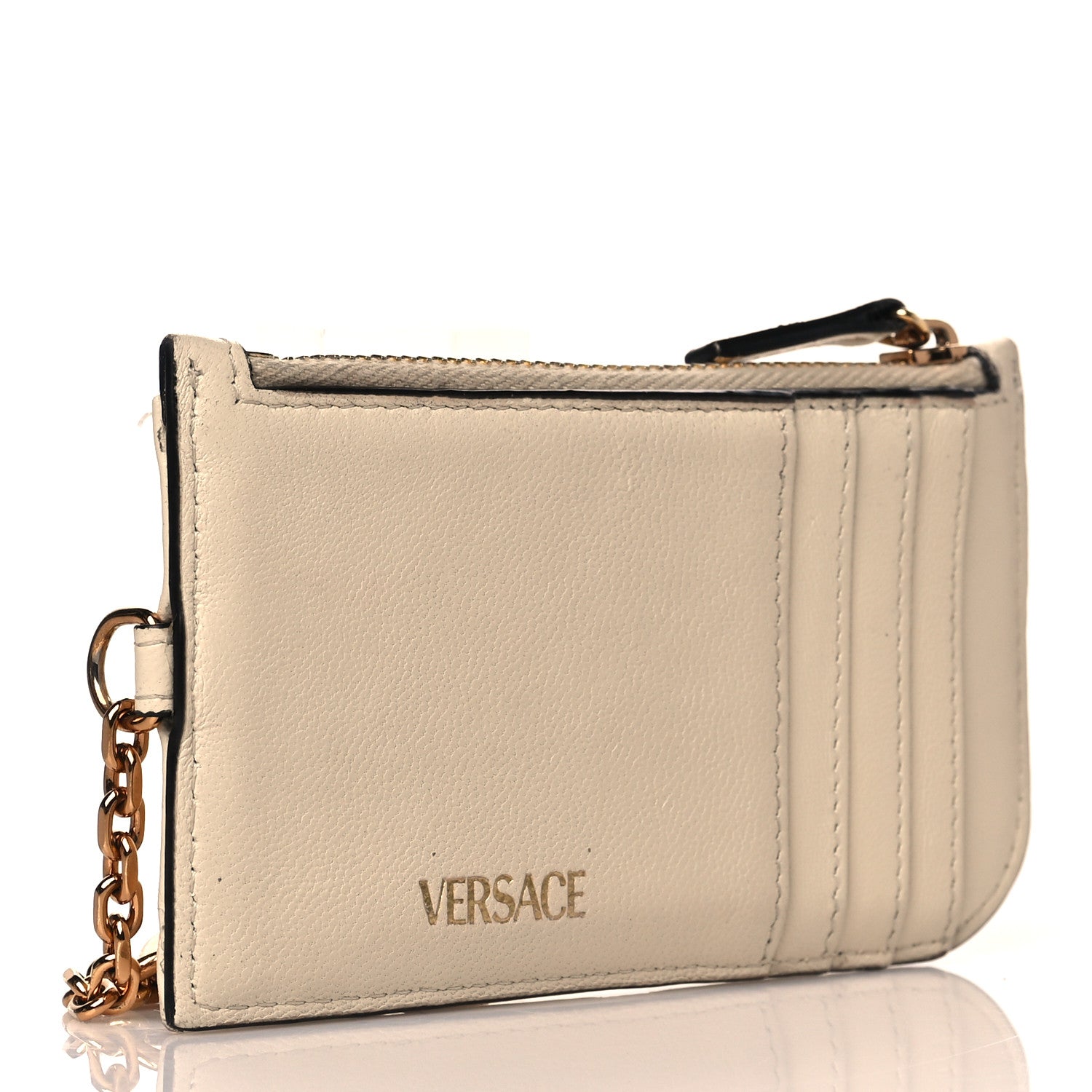 Versace Nappa Quilted Tribute Key Pouch White 2 of 7