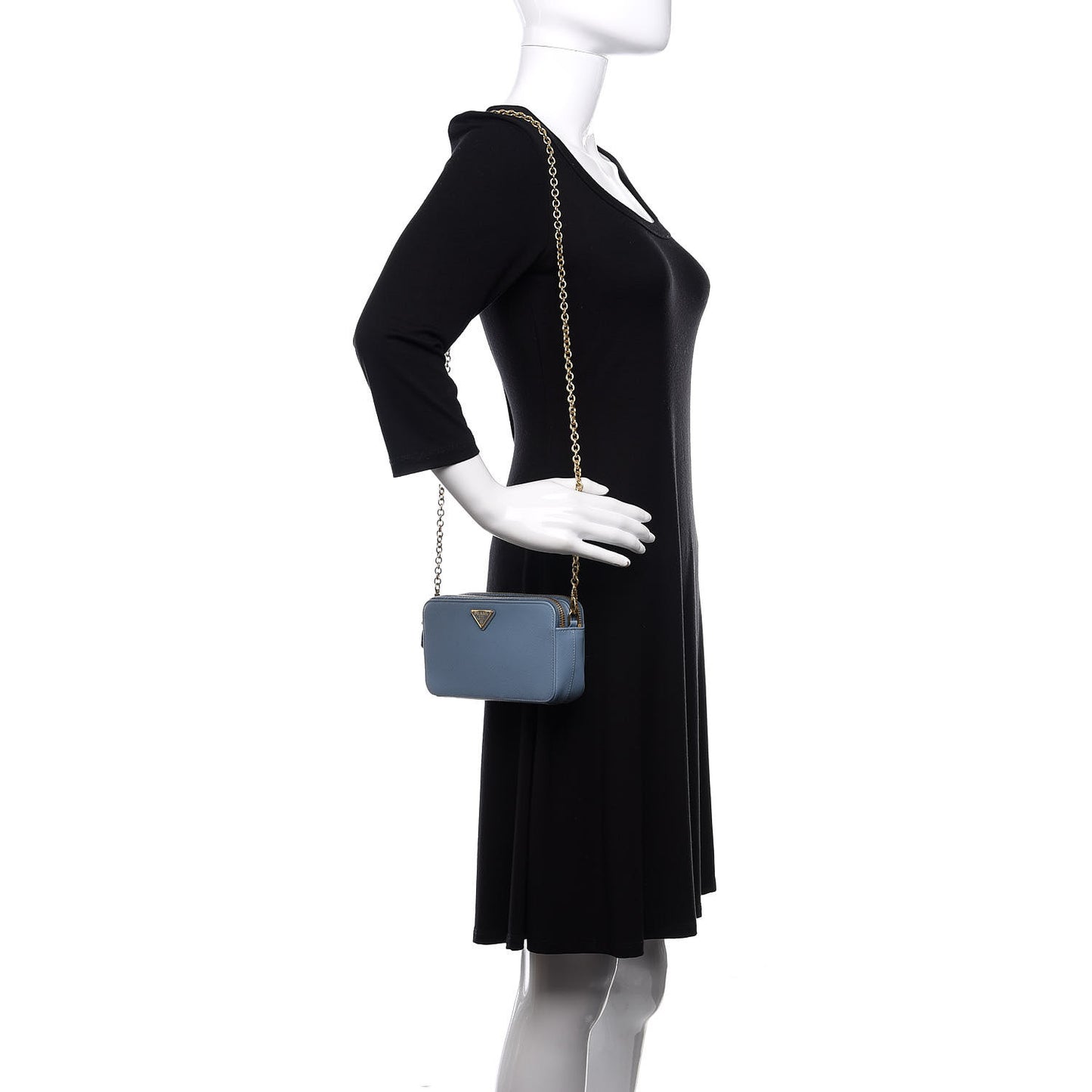 Saffiano Lux Mini Double Zip Chain Crossbody Bag Mare