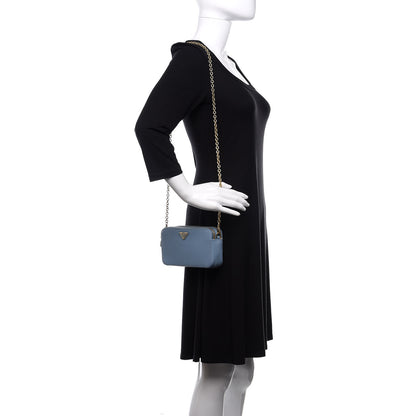 Prada Saffiano Lux Mini Double Zip Chain Crossbody Bag Mare 2 of 11