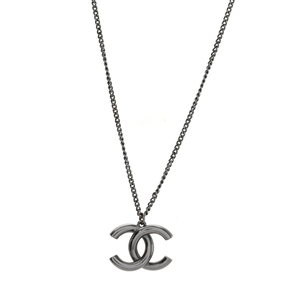 Chanel Baguette Crystal Large CC Pendant Necklace Silver 1 of 5