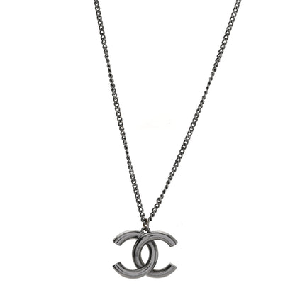 Chanel Baguette Crystal Large CC Pendant Necklace Silver 1 of 5