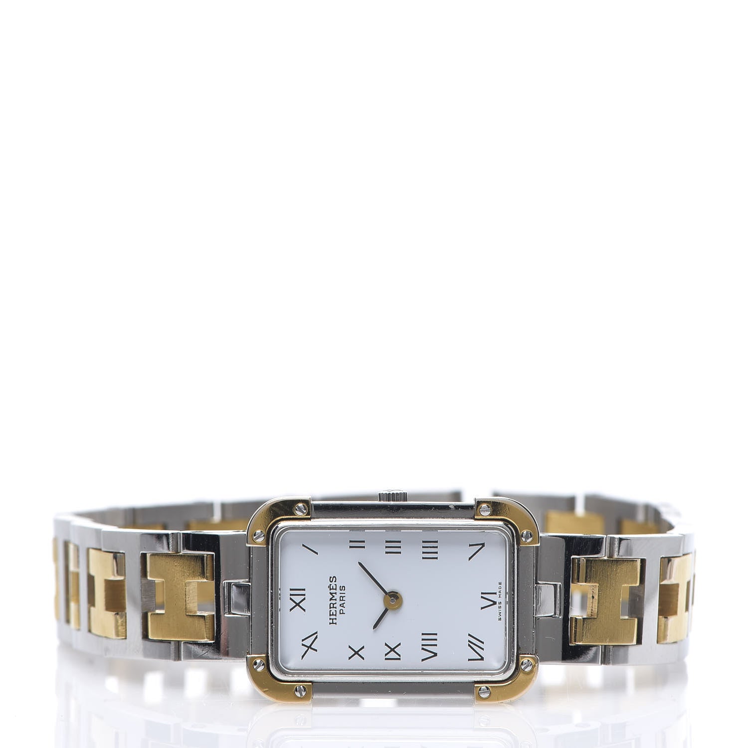 Hermes Stainless Steel 18mm Rectangle Croisiere Quartz Watch Gold 2 of 7