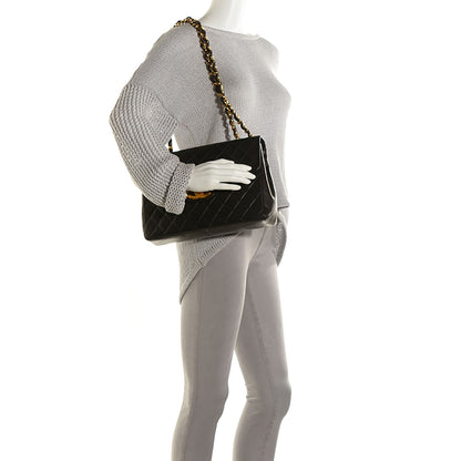 Chanel Lambskin Quilted XL Jumbo Flap Black 2 of 8