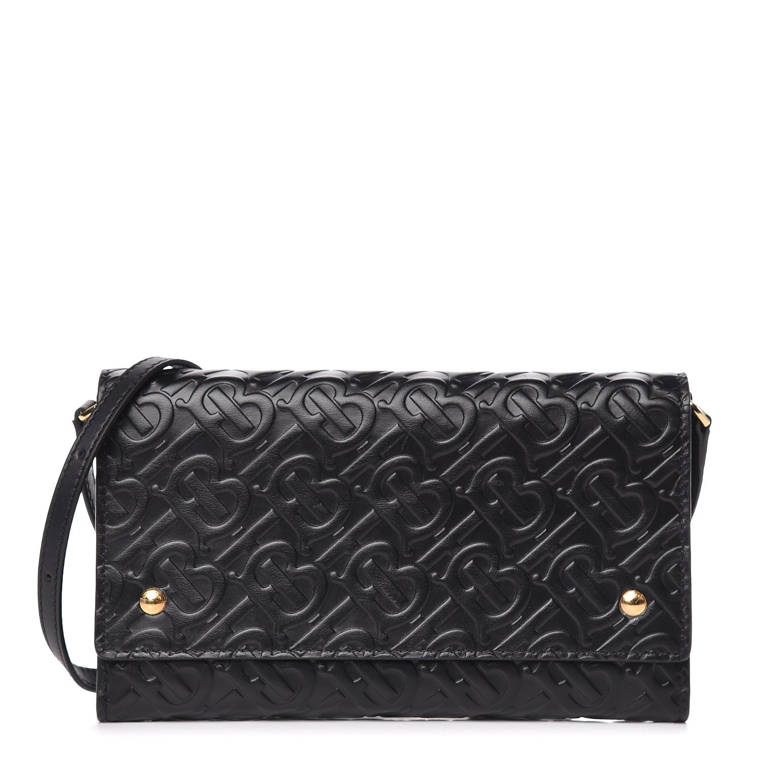 Burberry Calfskin Embossed Monogram Crossbody Black 1 of 9