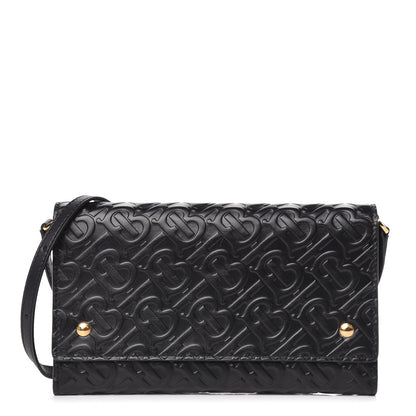 Burberry Calfskin Embossed Monogram Crossbody Black 1 of 9