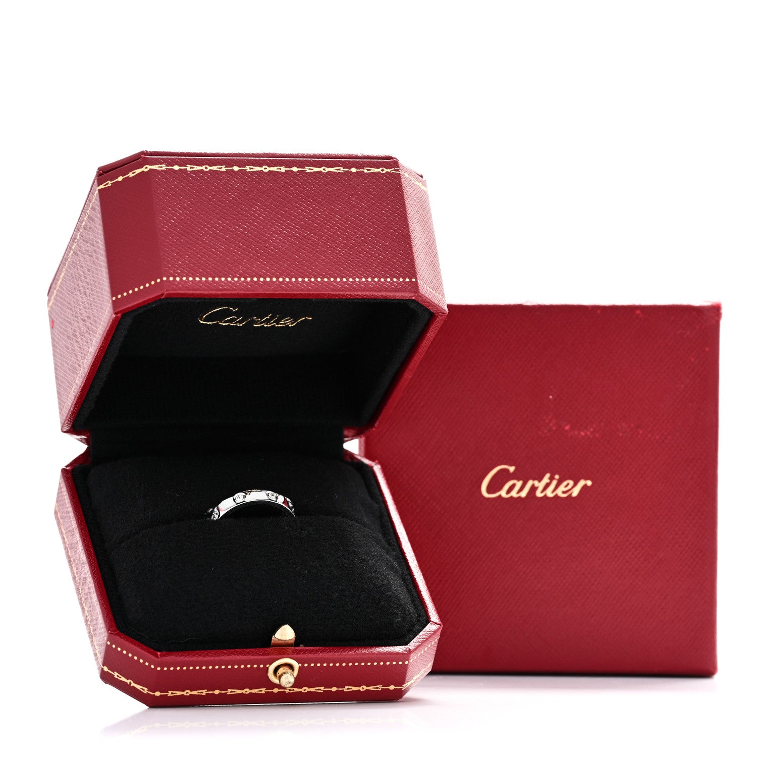 Cartier 18K White Gold 8 Diamond 4mm Wedding Band LOVE Ring 51 5.75 5 of 5