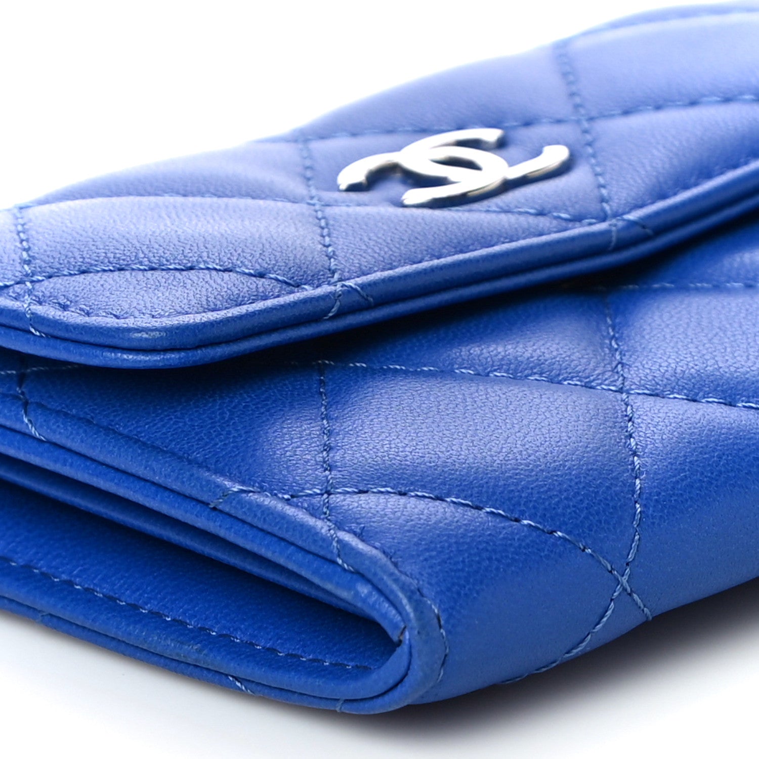 Chanel Lambskin Quilted Flap Card Holder Blue 5 of 12