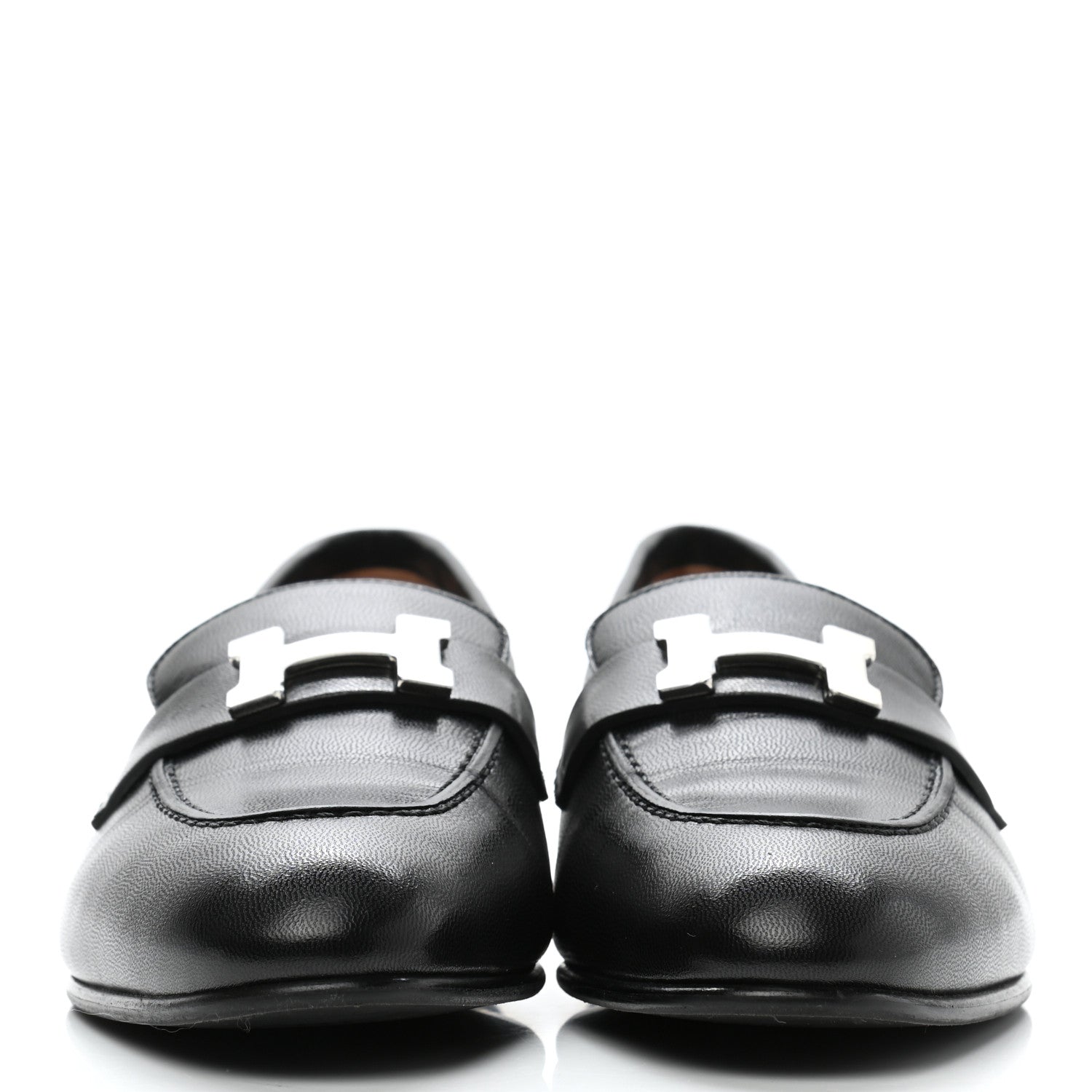 Hermes Goatskin Womens Paris Loafers 36.5 Black 3 of 9