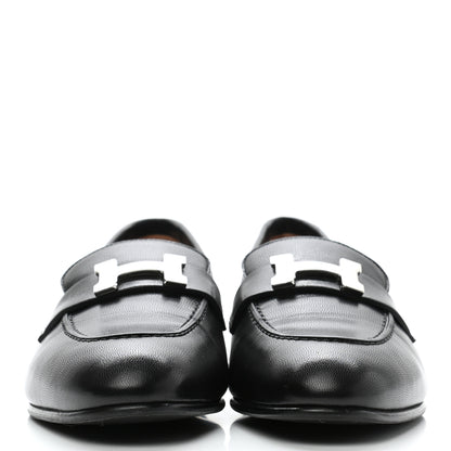 Hermes Goatskin Womens Paris Loafers 36.5 Black 3 of 9