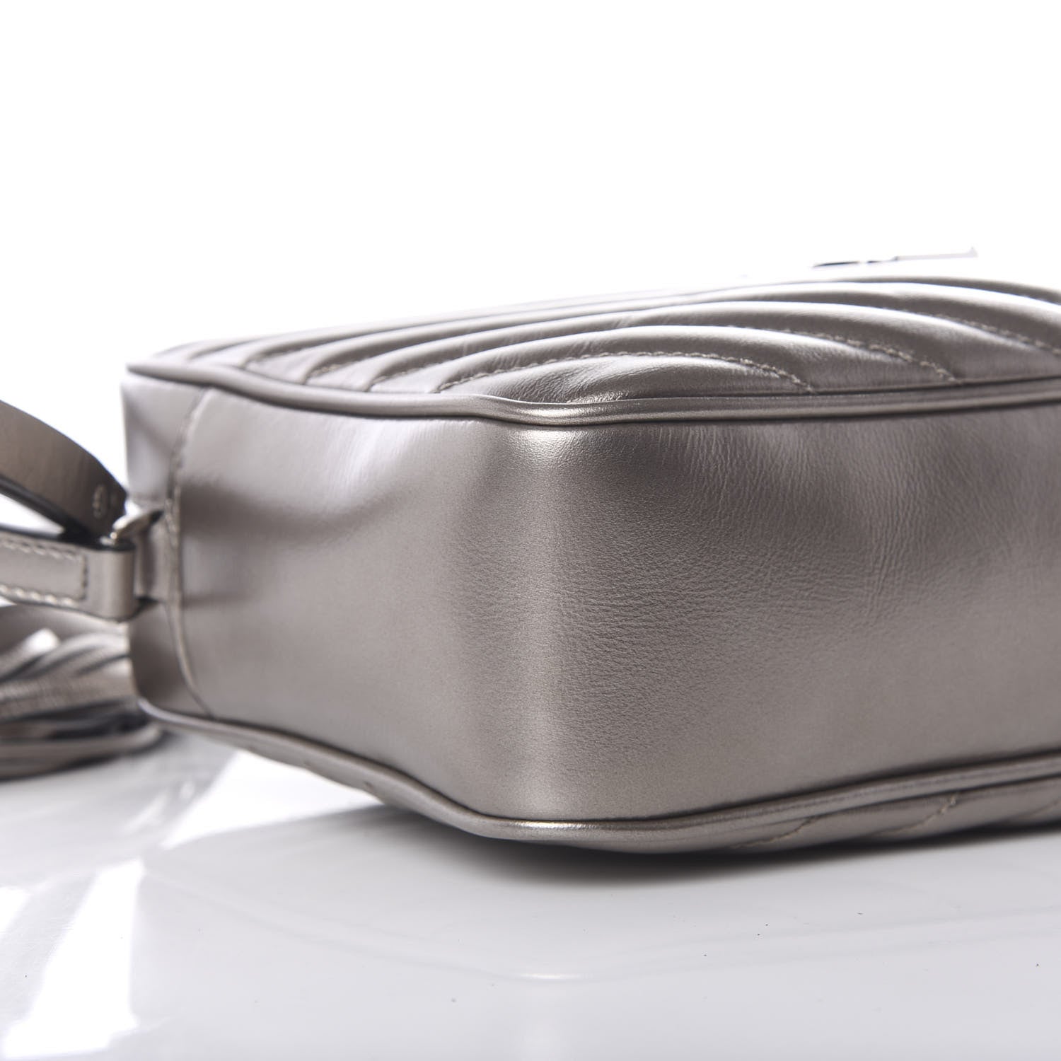Saint Laurent Metallic Calfskin Matelasse Monogram Lou Camera Bag Silver 8 of 9