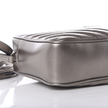 Saint Laurent Metallic Calfskin Matelasse Monogram Lou Camera Bag Silver 8 of 9