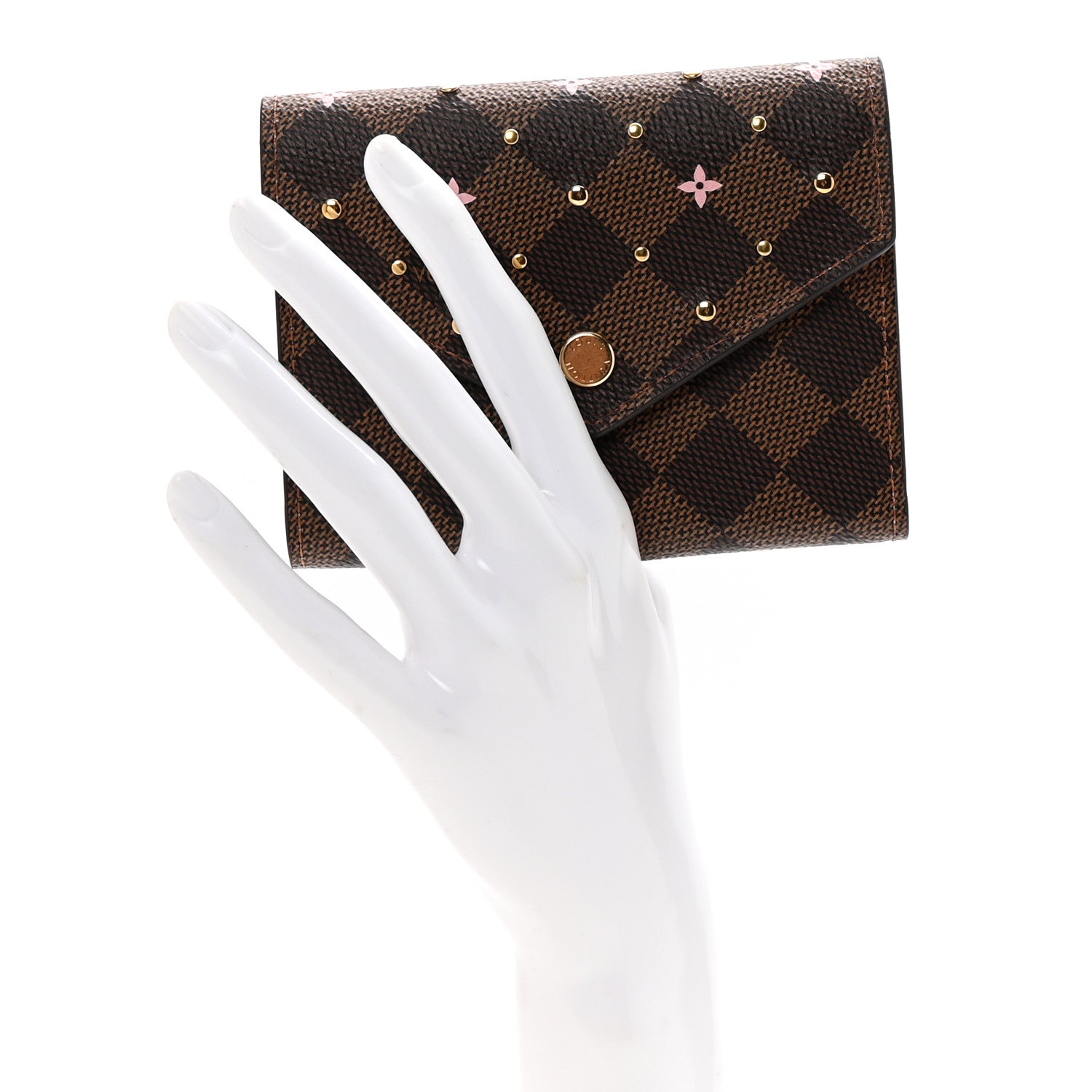Louis Vuitton Damier Ebene Studded Victorine Wallet 2 of 7