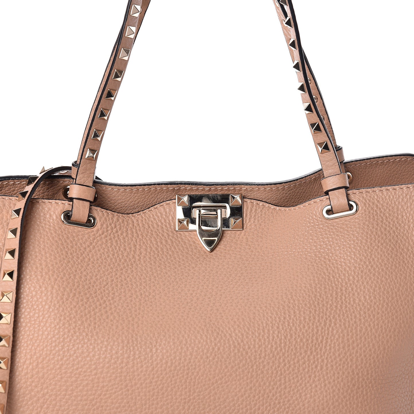Pebbled Calfskin Medium Rockstud Tote Skin Sorbet