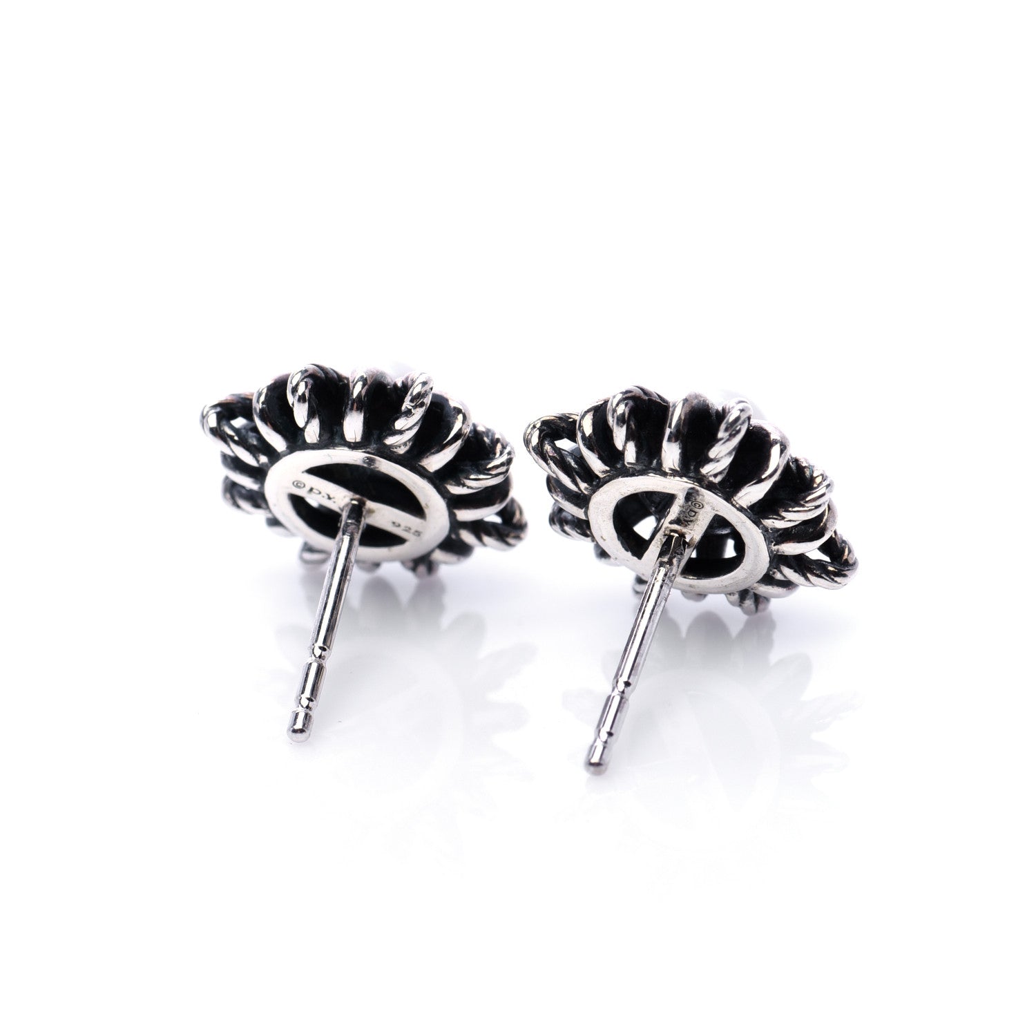 David Yurman Sterling Silver Pearl Starburst Earrings 4 of 5