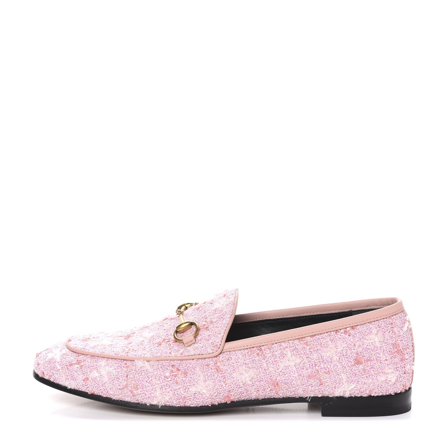 Gucci Wool Tweed Horsebit Womens Jordaan Loafers 39.5 Pink White Perfect Pink 1 of 10