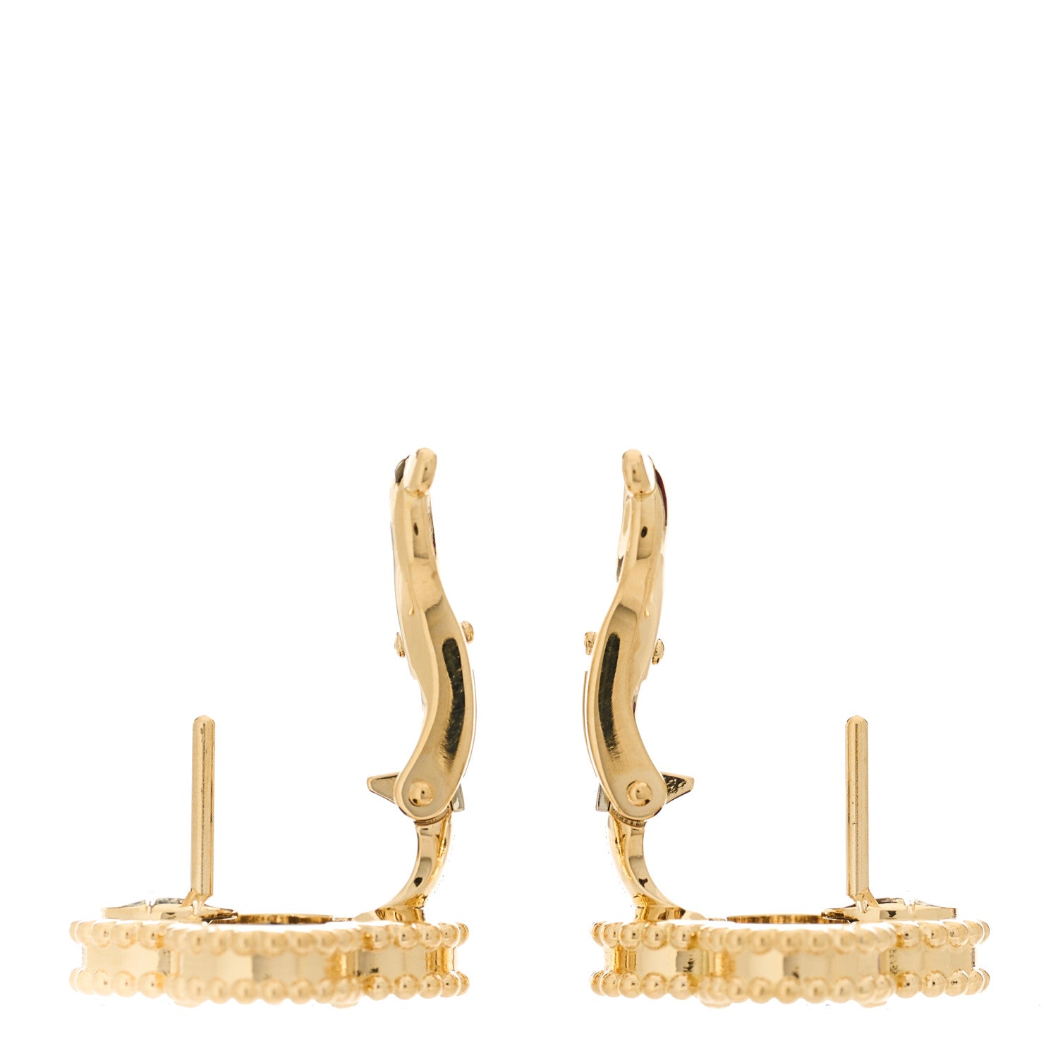 Van Cleef & Arpels 18K Yellow Gold Black Onyx Vintage Alhambra Earrings 3 of 5