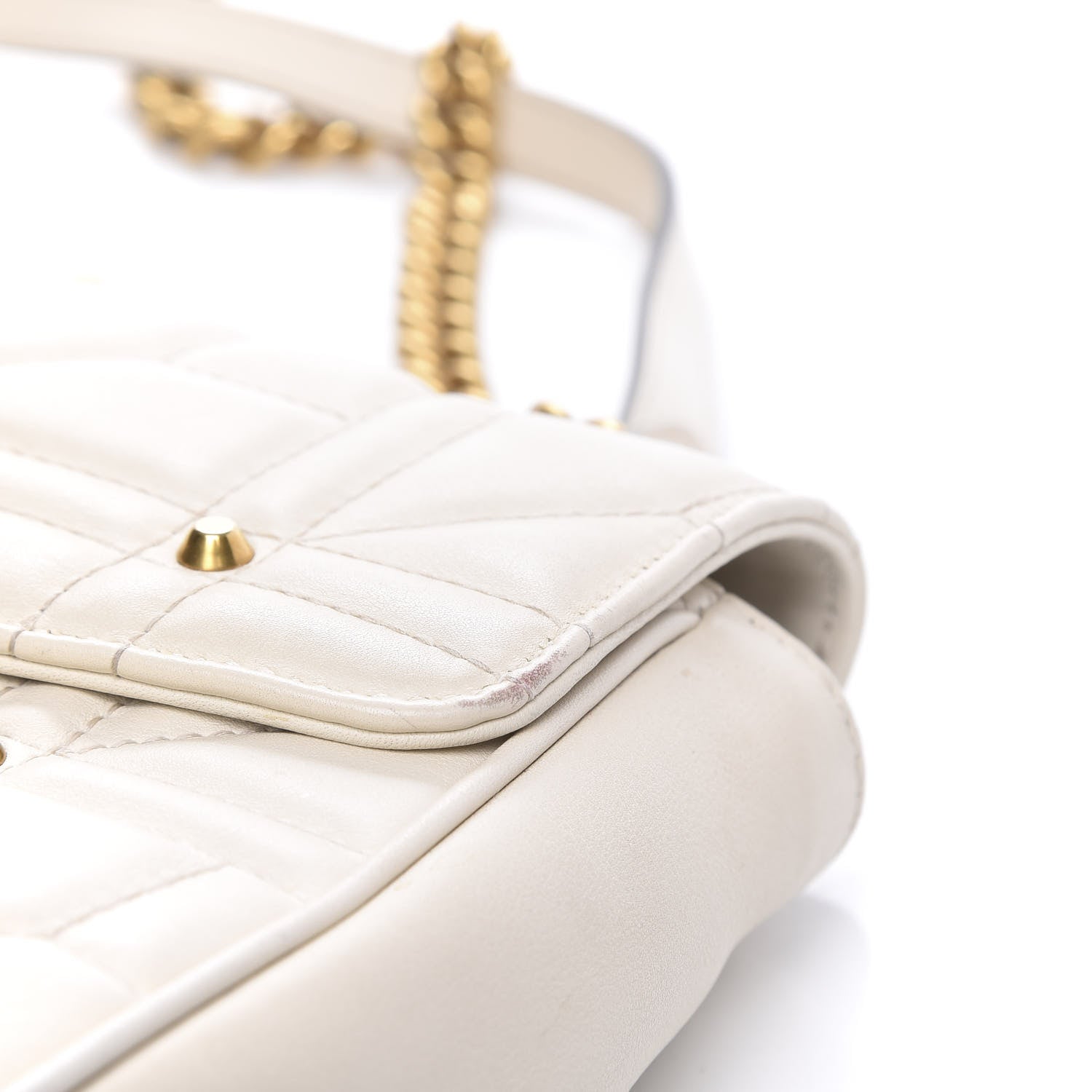 Gucci Calfskin Matelasse Studded Medium GG Marmont Shoulder Bag White 14 of 18