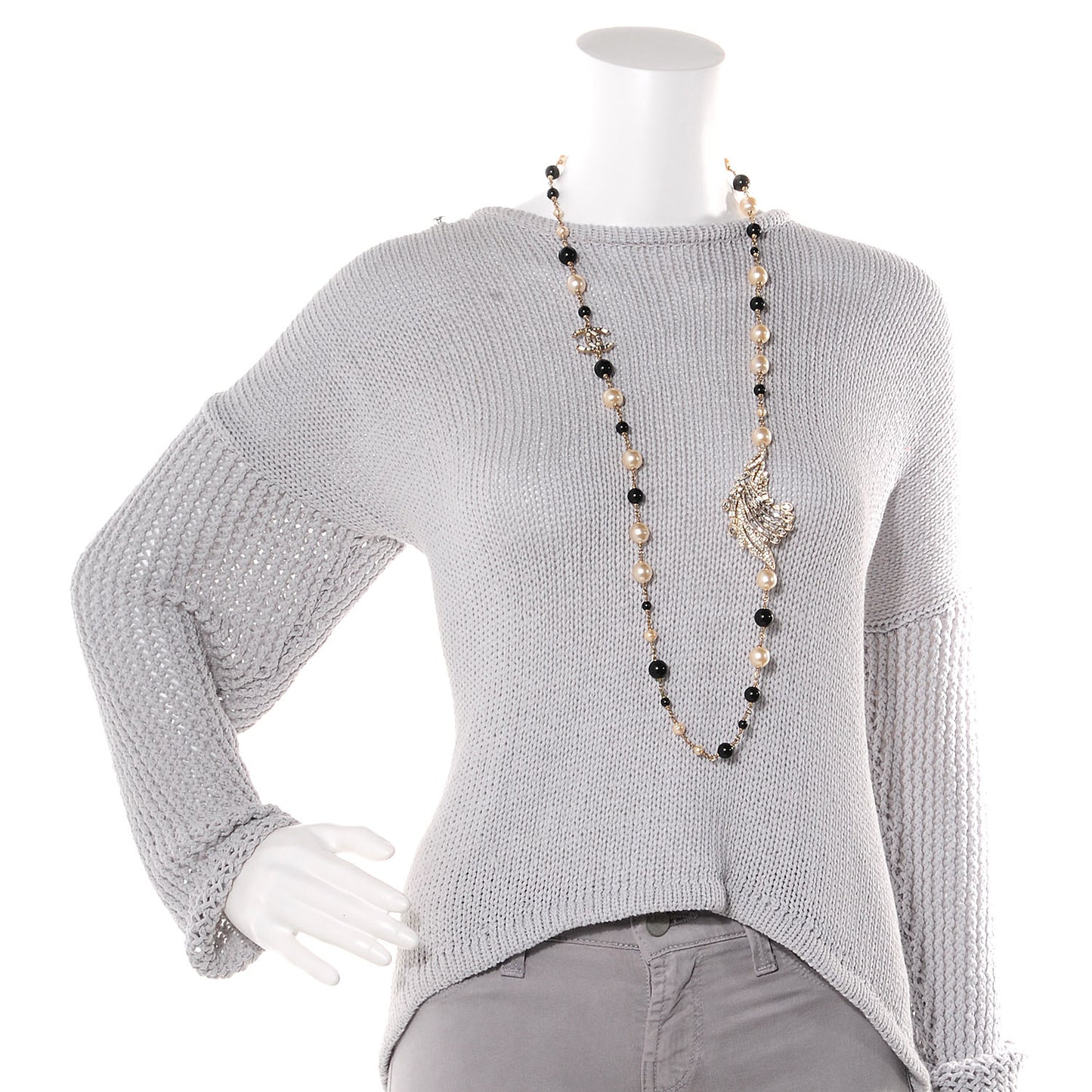 Swarovski Crystal CC Feather Pearl Necklace