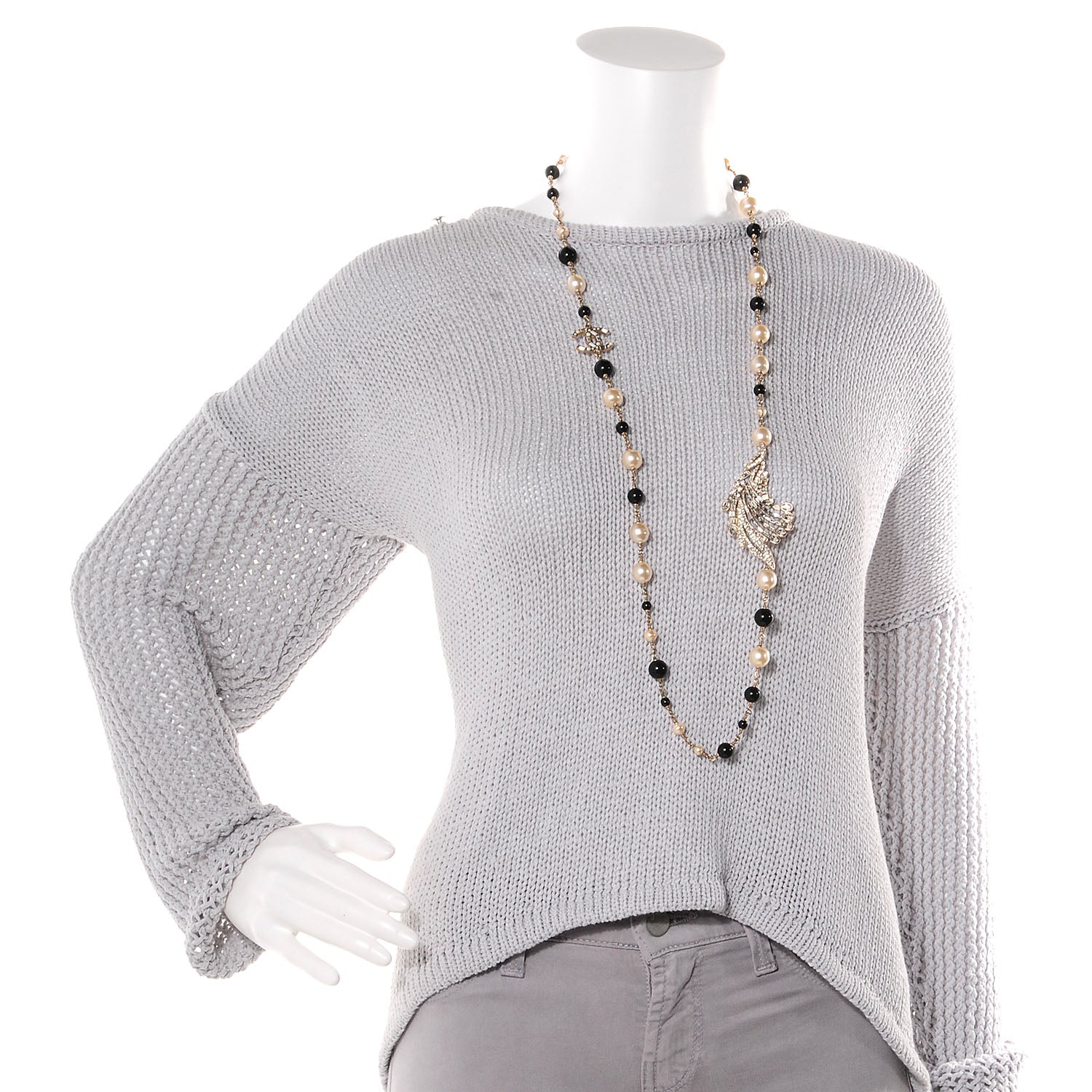 Chanel Swarovski Crystal CC Feather Pearl Necklace 2 of 7