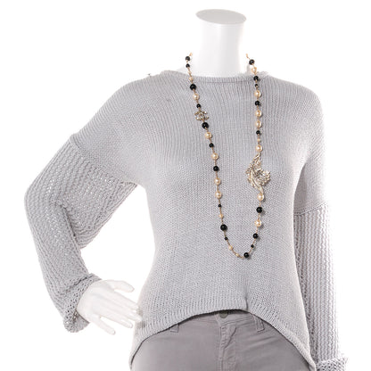 Chanel Swarovski Crystal CC Feather Pearl Necklace 2 of 7