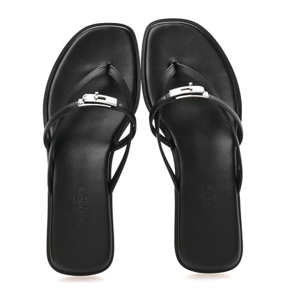 Hermes Calfskin Miss Sandals 36 Black 2 of 8