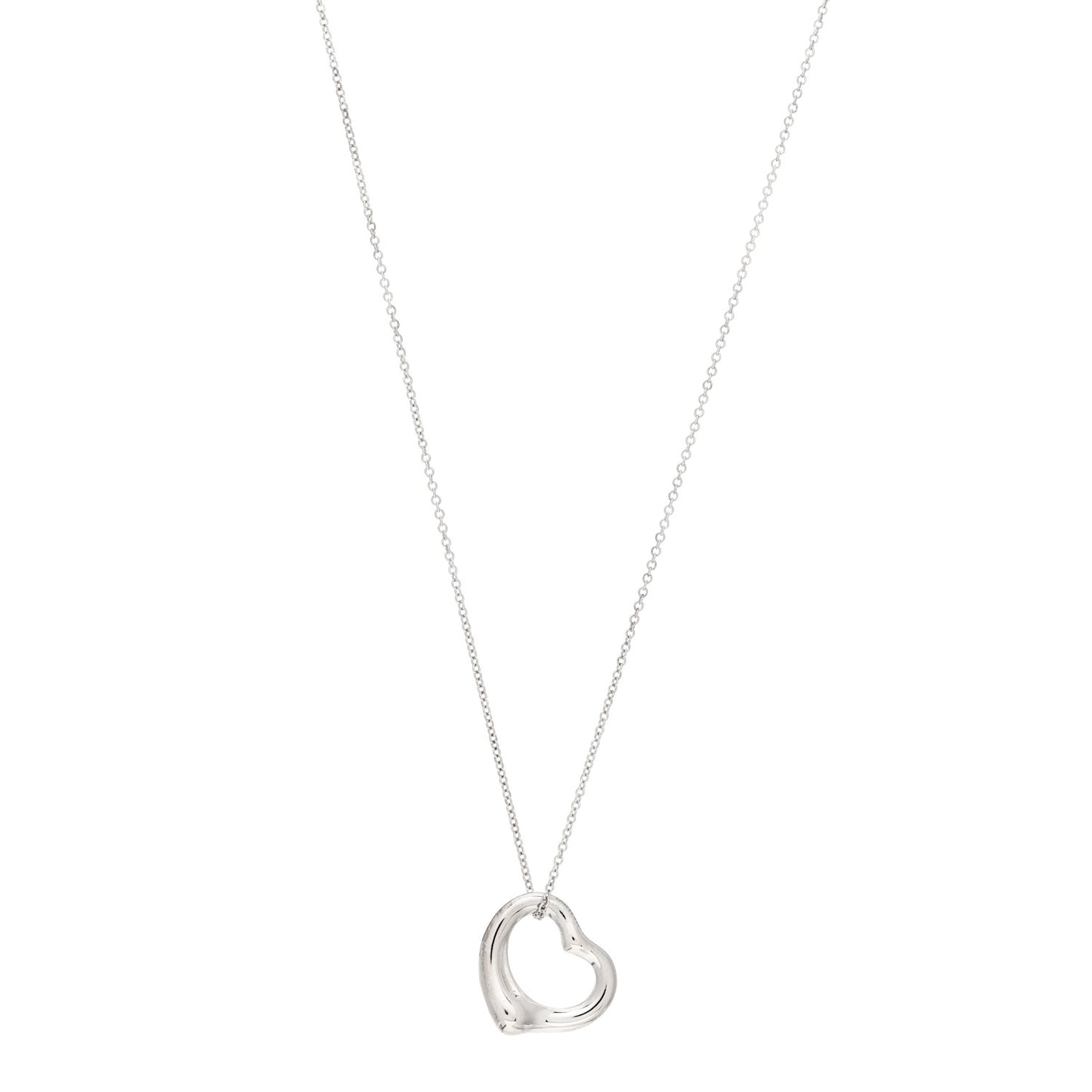 Sterling Silver 16mm Elsa Peretti Open Heart Pendant Necklace