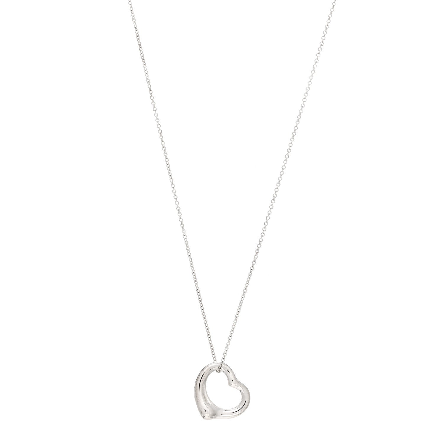 Tiffany Sterling Silver 16mm Elsa Peretti Open Heart Pendant Necklace 1 of 4